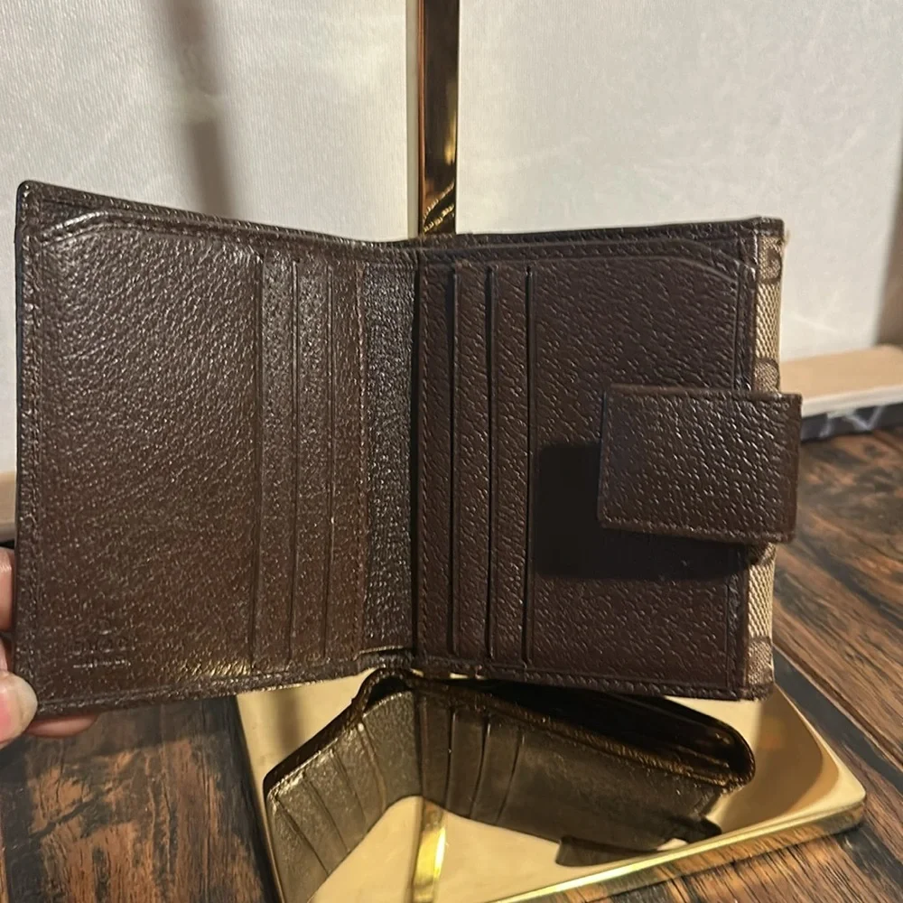 Gucci GG Canvas Leather Bifold Wallet Brown - Picture 3 of 7